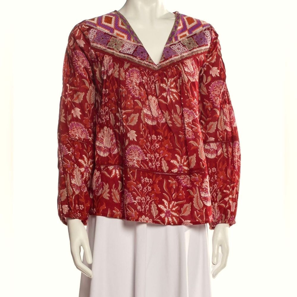 NWOT Rachel Zoe Bohemian Floral Embroidered Cotton Top Small